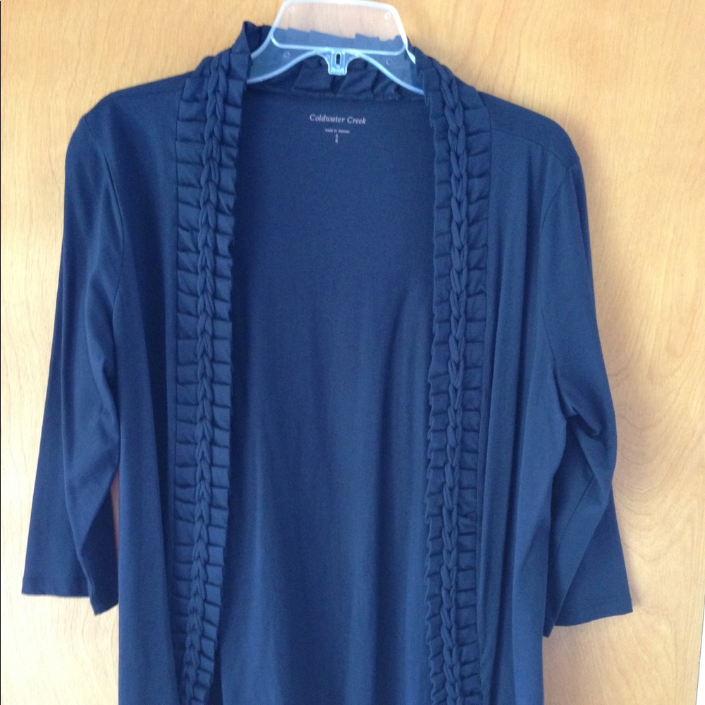 Coldwater Creek blue cardigan w/ ruffle size small